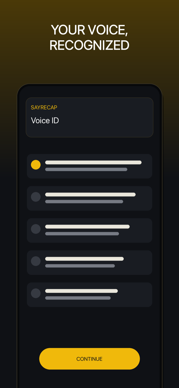 Sayrecap Voice ID enrollment screen